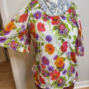 Cottagecore Lace White Floral Cold Shoulder Blouse | Size M